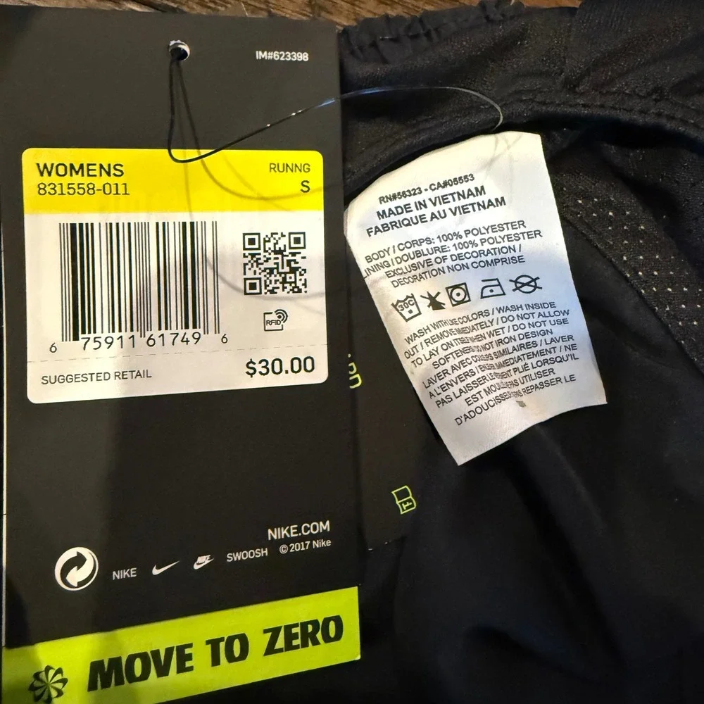 Nike NWT‎ Dri Fit Womens Running Shorts Black White Trim Small S
